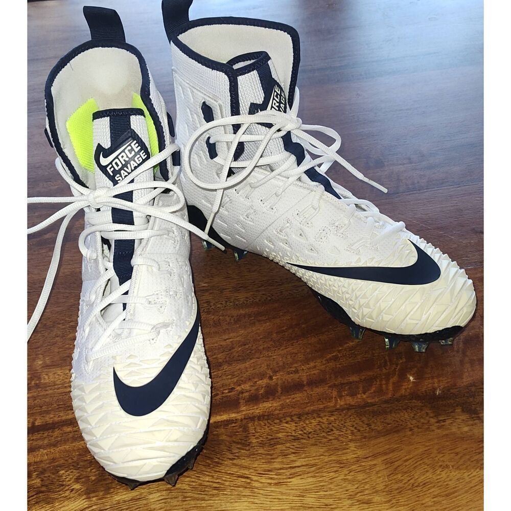 Nike Force Savage Elite TD Football Cleats 857063-155 White Navy Blue Size 9.5